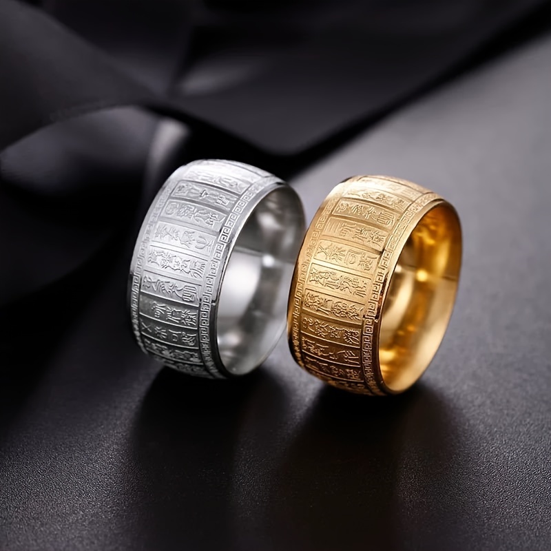 Titanium Stainless Steel-Plated Taoist Golden Light Ring